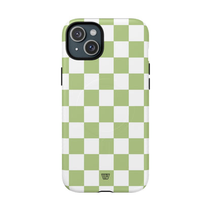 PALE OLIVE WHITE CHECKERBOARD | MagSafe Tough iPhone Case