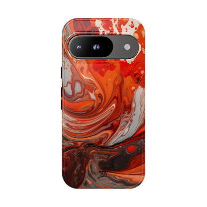 White Fire Paint Swirl Tough Phone Case – Google Pixel 9, Glossy