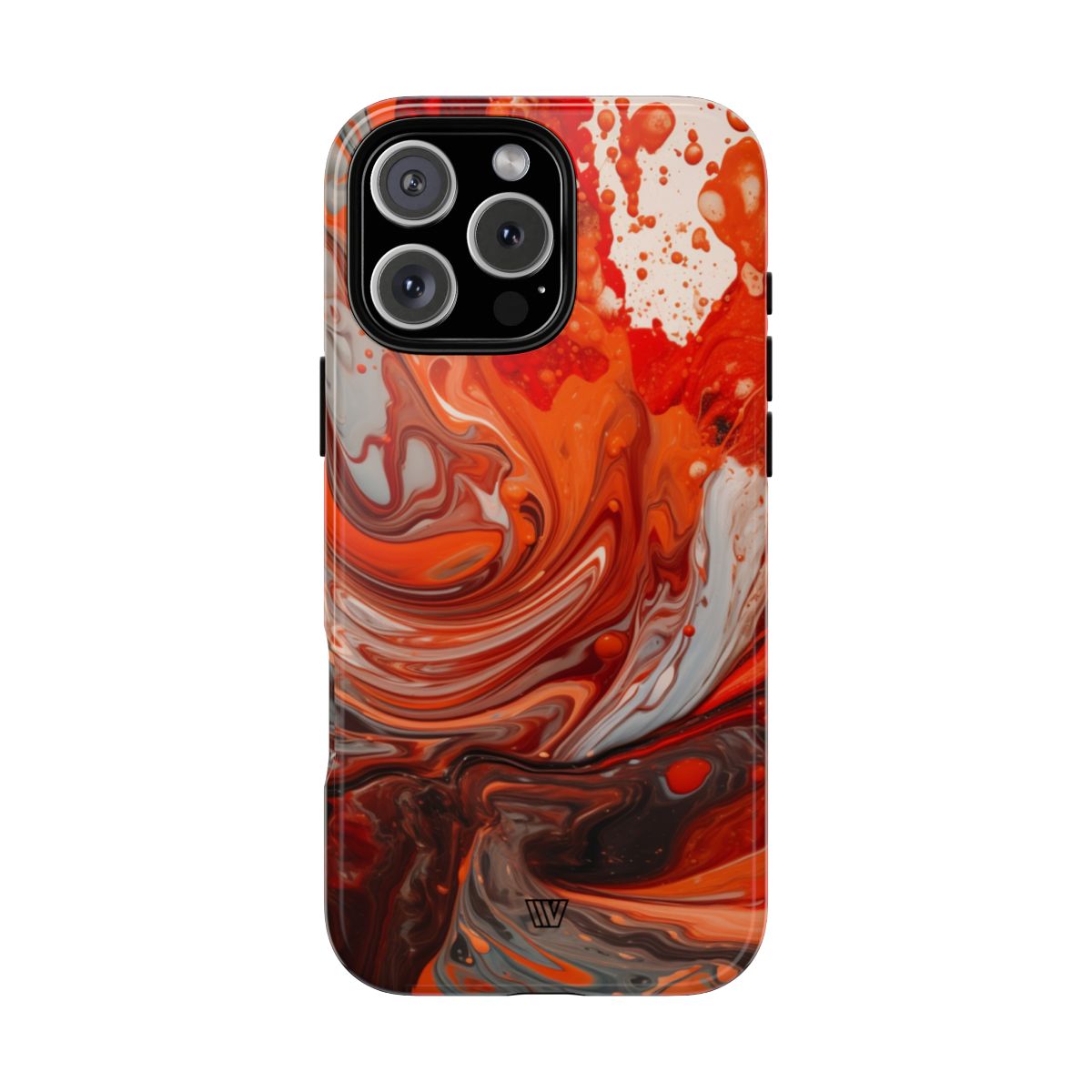 White Fire Paint Swirl Tough Phone Case – iPhone 16 Pro Max, Glossy