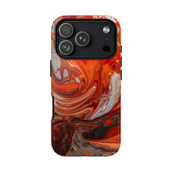White Fire Paint Swirl Tough Phone Case – iPhone 18 Pro, Glossy