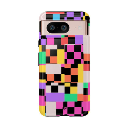 Mashed Up Checkerboard Tough Phone Case – Google Pixel 8, Glossy