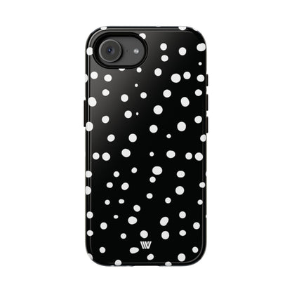 Black and White Dots Tough Phone Case – iPhone 17e, Glossy