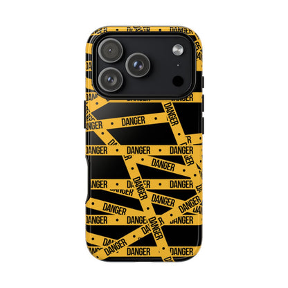 Danger Tape Tough Phone Case – iPhone 17 Pro, Glossy