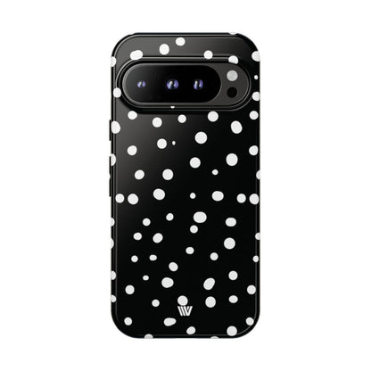 Black and White Dots Tough Phone Case – Google Pixel 9 Pro, Glossy