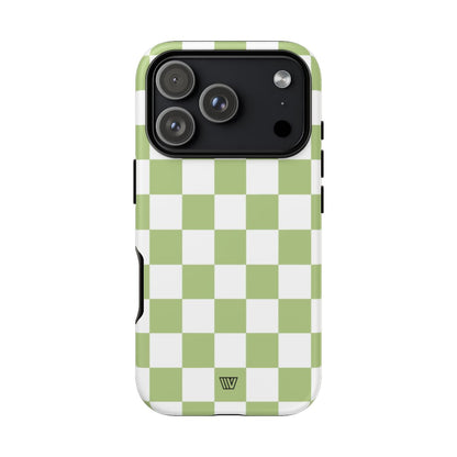 PALE OLIVE WHITE CHECKERBOARD | Tough Phone Case