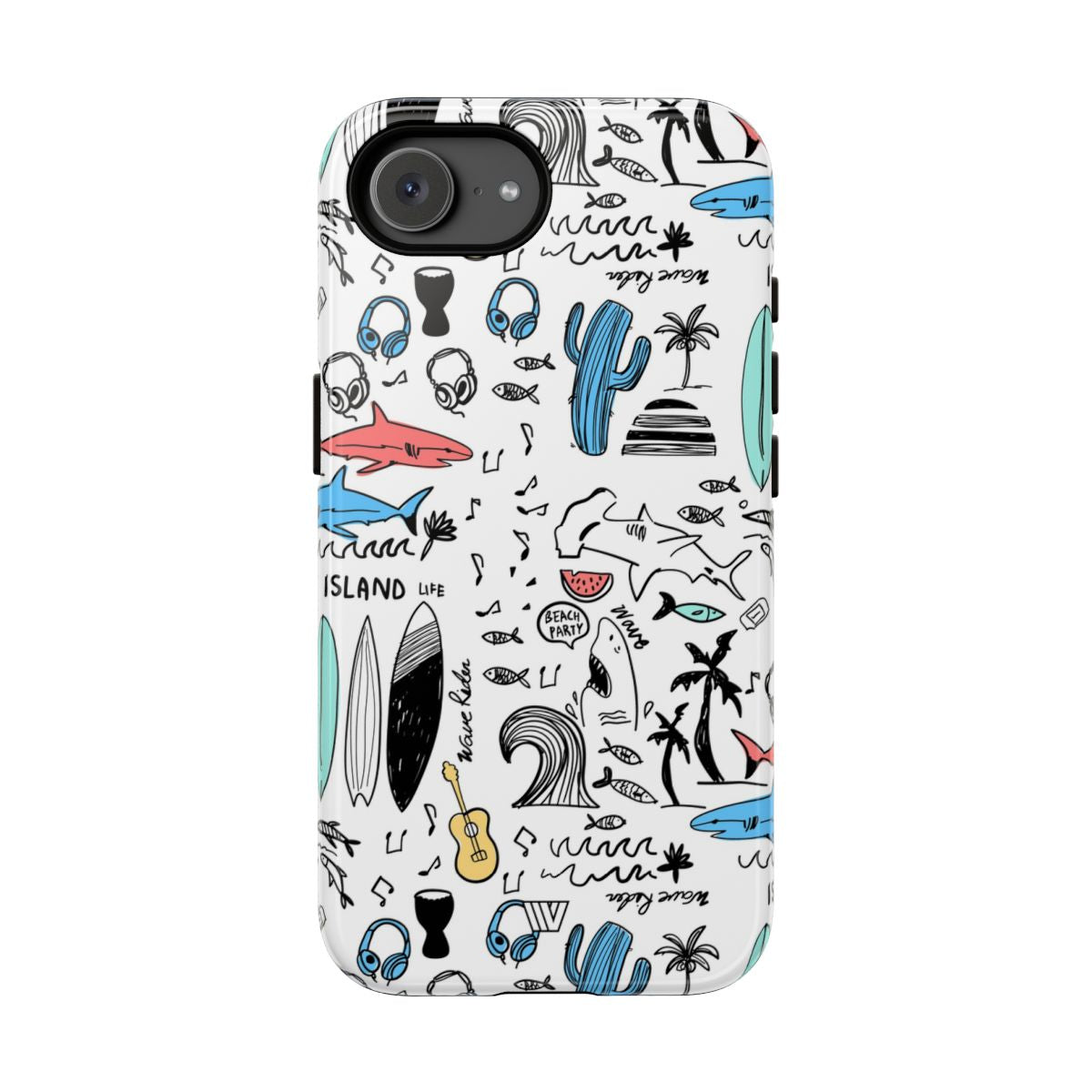 Doodle Beach Party Tough Phone Case – iPhone 17e, Glossy