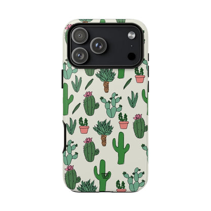 Cactus Doodles Tough Phone Case – iPhone 18 Pro Max, Glossy