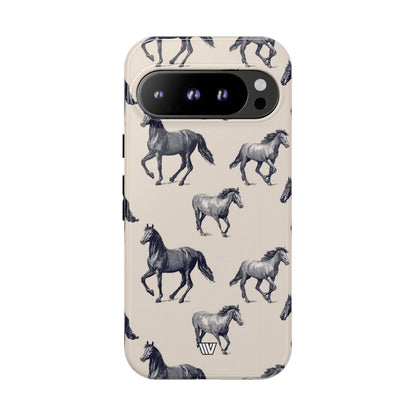 Horse Sketches Tough Phone Case – Google Pixel 9 Pro, Glossy