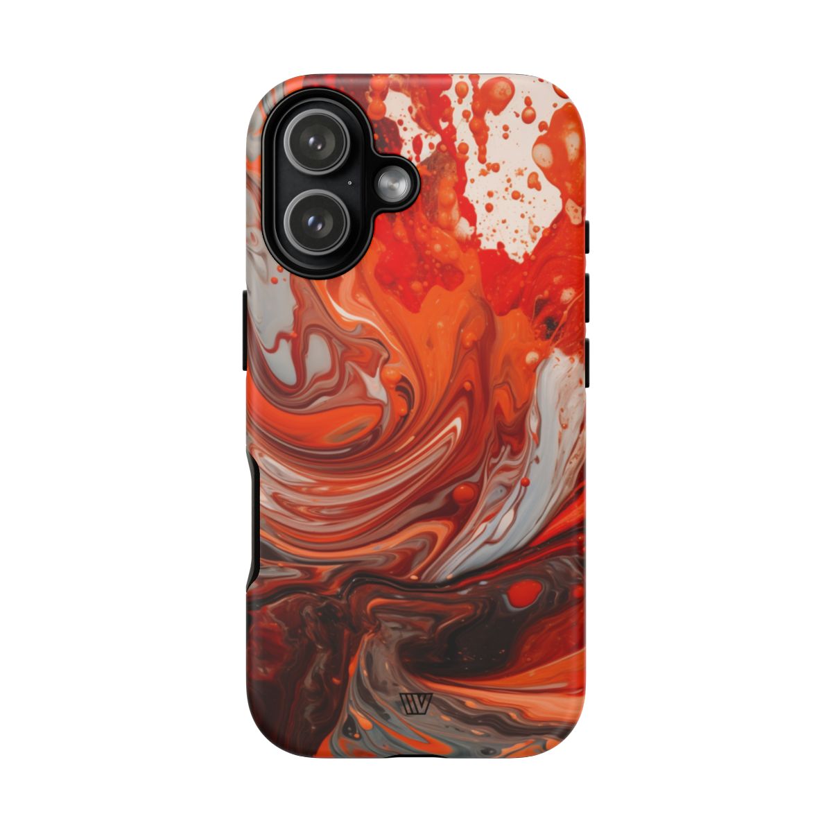 White Fire Paint Swirl Tough Phone Case – iPhone 17, Matte