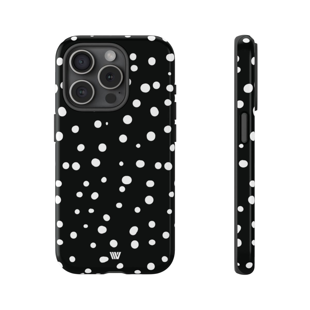 Black and White Dots Tough Phone Case – iPhone 15 Pro, Glossy