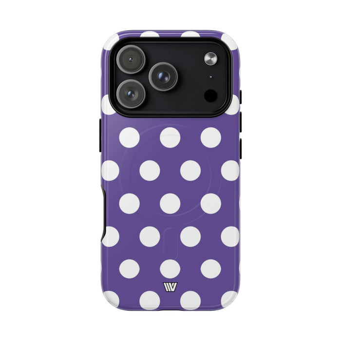 Purple Polka Dots MagSafe Tough iPhone Case – iPhone 18 Pro, Glossy