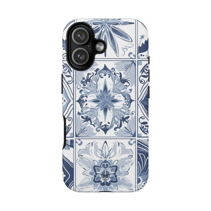 BLUE WHITE TILE | Tough Phone Case