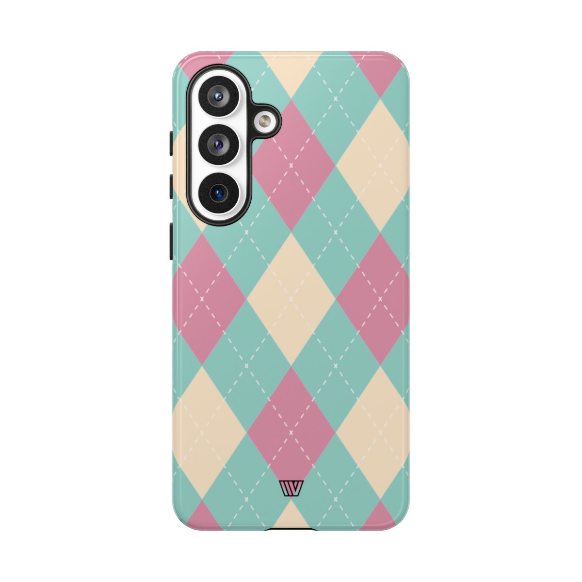 Blue Pink Beige Argyle Tough Phone Case – Samsung Galaxy S26 Plus, Glossy