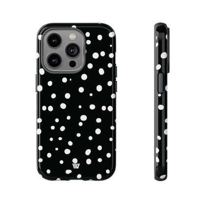 Black and White Dots Tough Phone Case – iPhone 14 Pro, Glossy