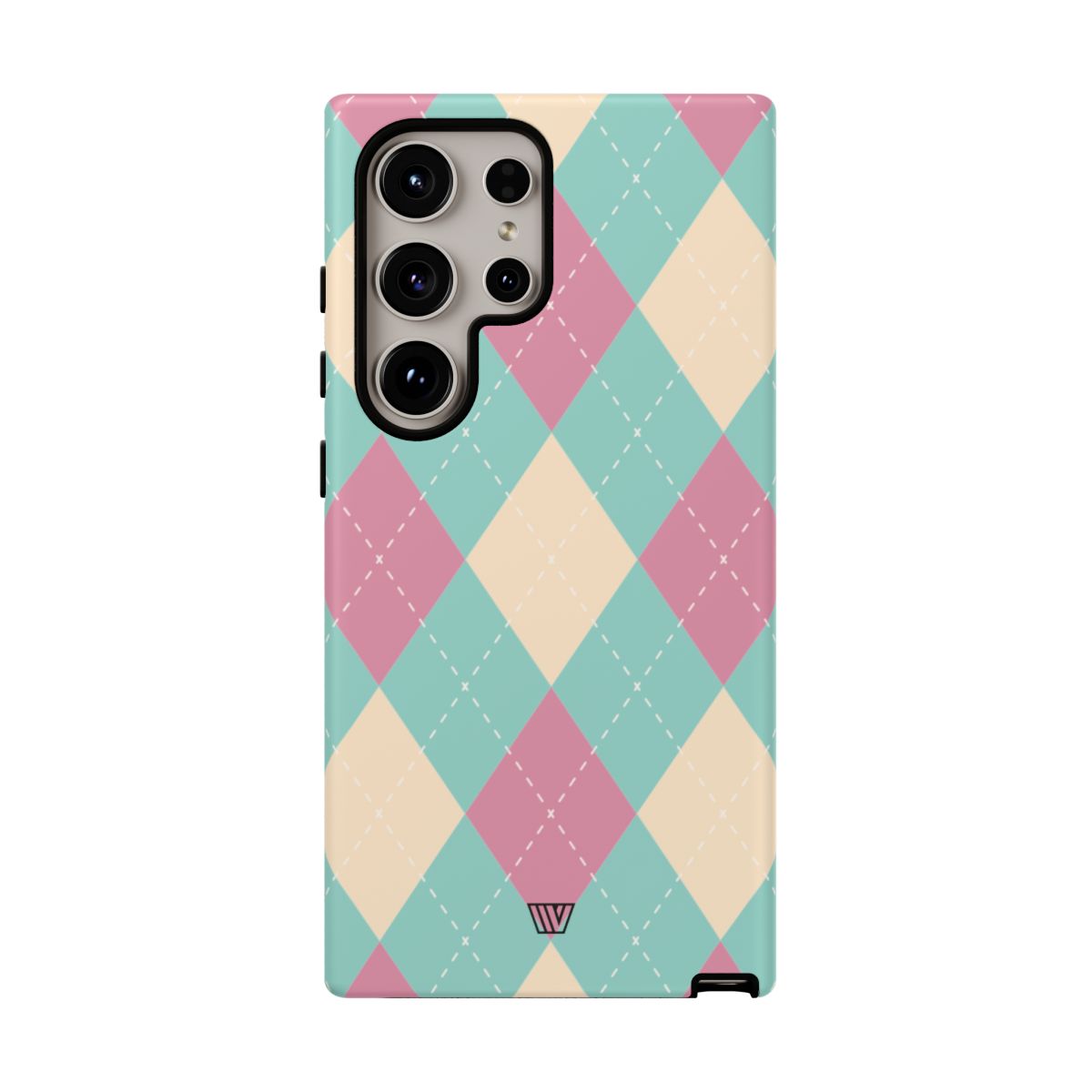 Blue Pink Beige Argyle Tough Phone Case – Samsung Galaxy S24 Ultra, Matte
