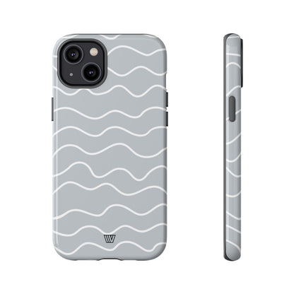 Gray Waves Tough Phone Case – iPhone 14 Plus, Glossy