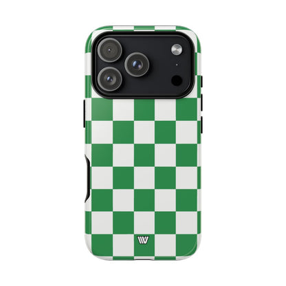 Green White Checkerboard Tough Phone Case – iPhone 18 Pro, Glossy