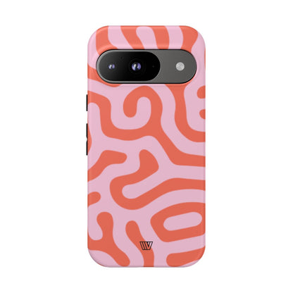 Coral Organic Lines Tough Phone Case – Google Pixel 9, Matte