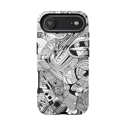 B&W Abstract Doodle Tough Phone Case – iPhone 17 Air, Matte