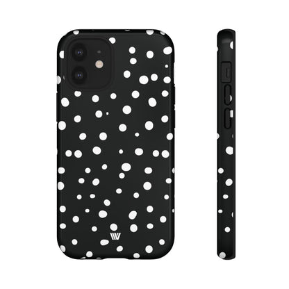 Black and White Dots Tough Phone Case – iPhone 12 Mini, Glossy