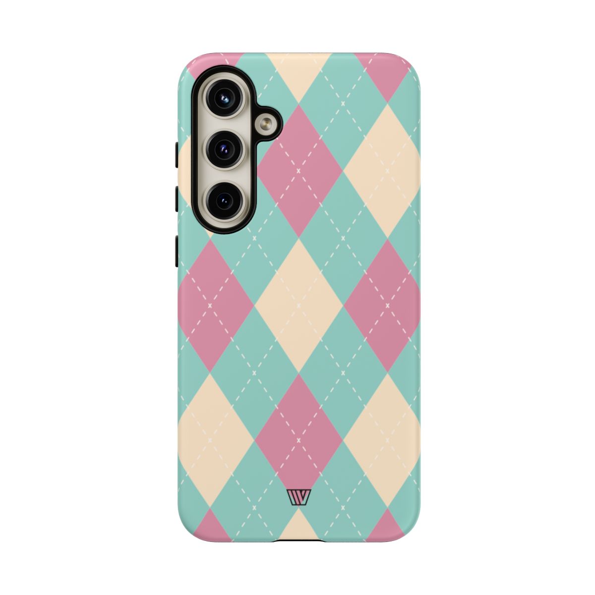 Blue Pink Beige Argyle Tough Phone Case – Samsung Galaxy S24 Plus, Matte