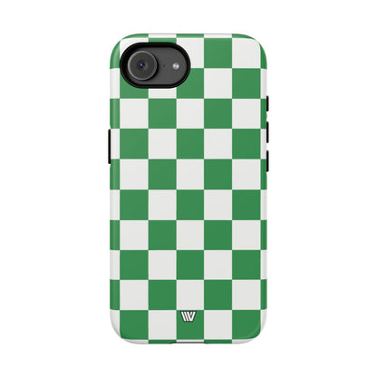Green White Checkerboard Tough Phone Case – iPhone 16e, Matte
