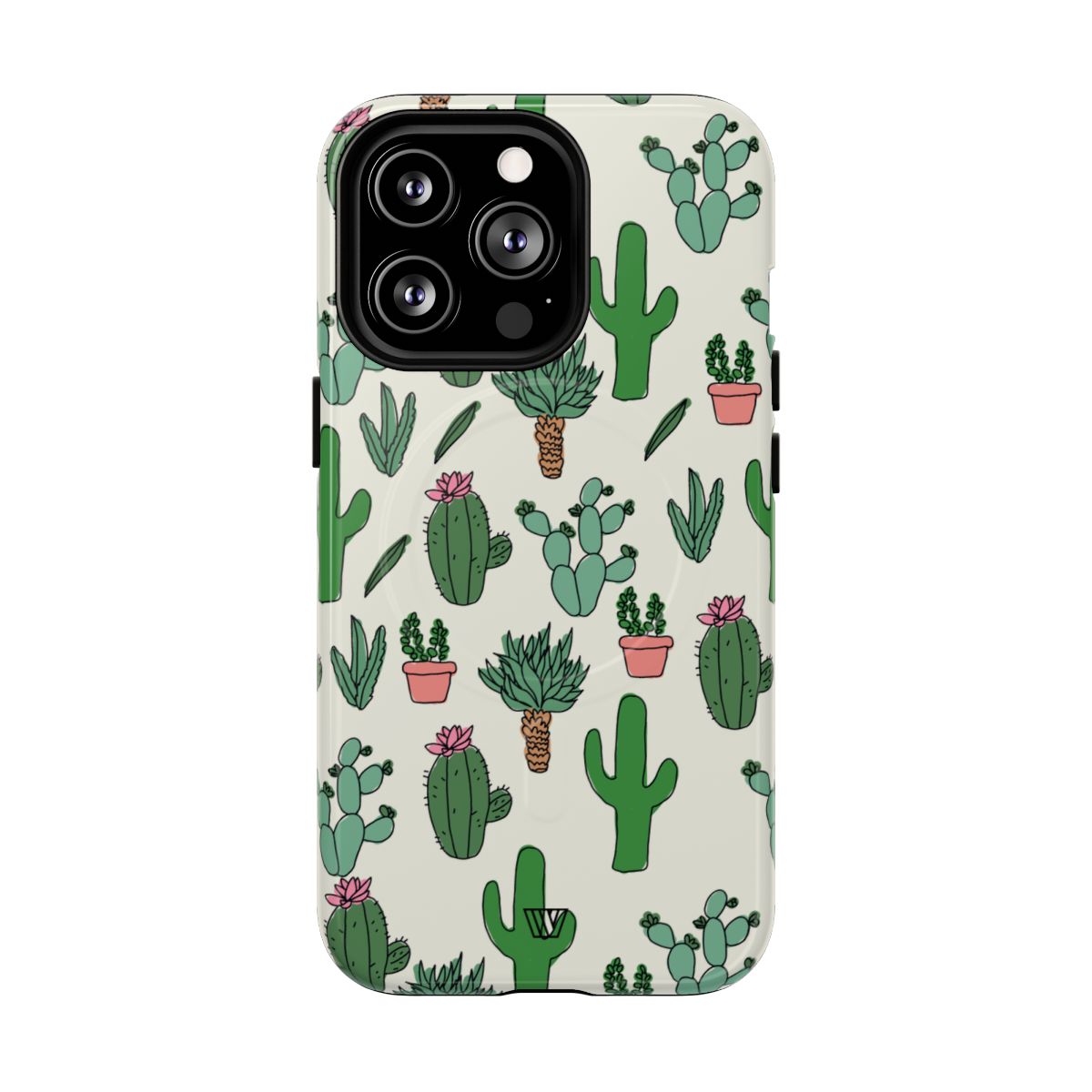 Cactus Doodles MagSafe Tough iPhone Case – iPhone 13 Pro, Glossy