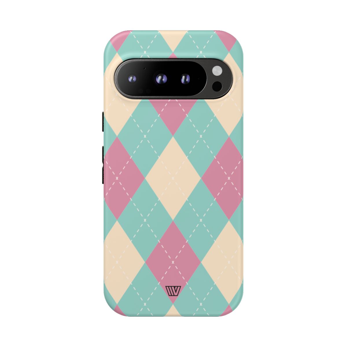 Blue Pink Beige Argyle Tough Phone Case – Google Pixel 9 Pro, Matte