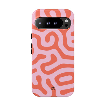 Coral Organic Lines Tough Phone Case – Google Pixel 9 Pro XL, Matte