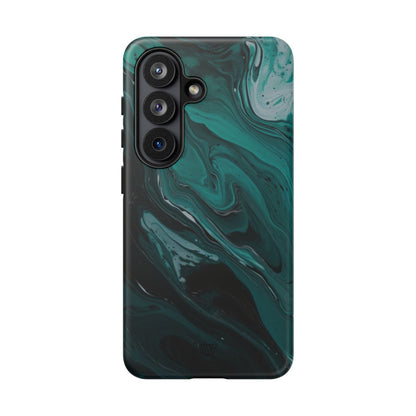 Teal Paint Swirl Tough Phone Case – Samsung Galaxy S26, Matte