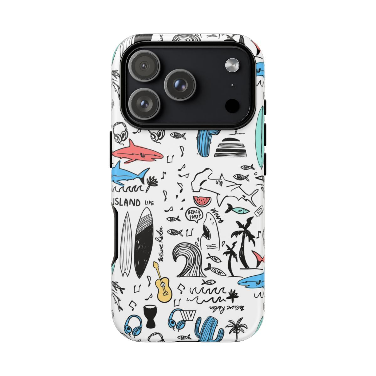 Doodle Beach Party Tough Phone Case – iPhone 17 Pro, Matte
