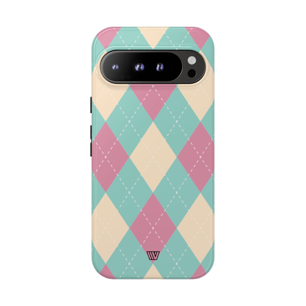 Blue Pink Beige Argyle Tough Phone Case – Google Pixel 9 Pro XL, Glossy