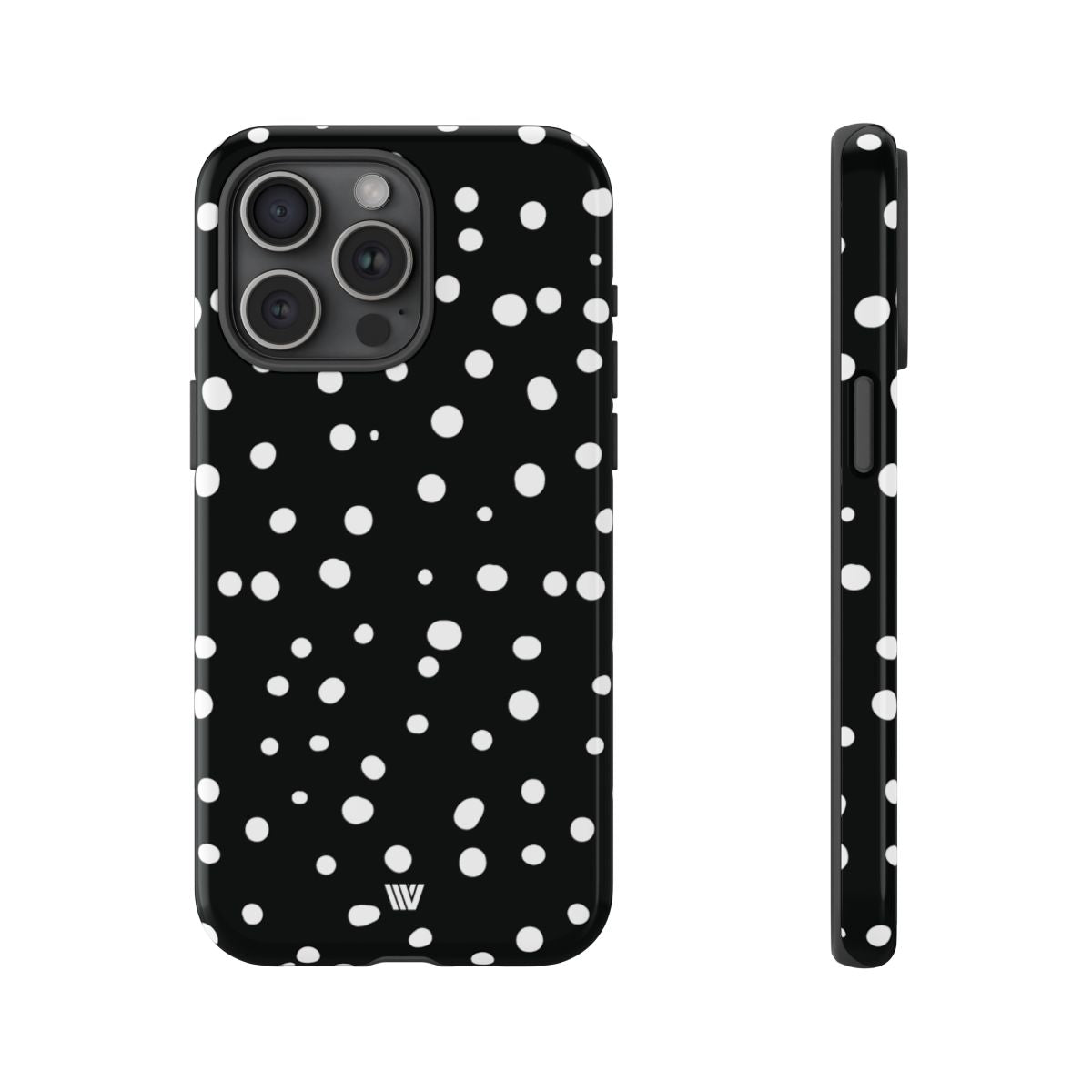 Black and White Dots Tough Phone Case – iPhone 15 Pro Max, Glossy