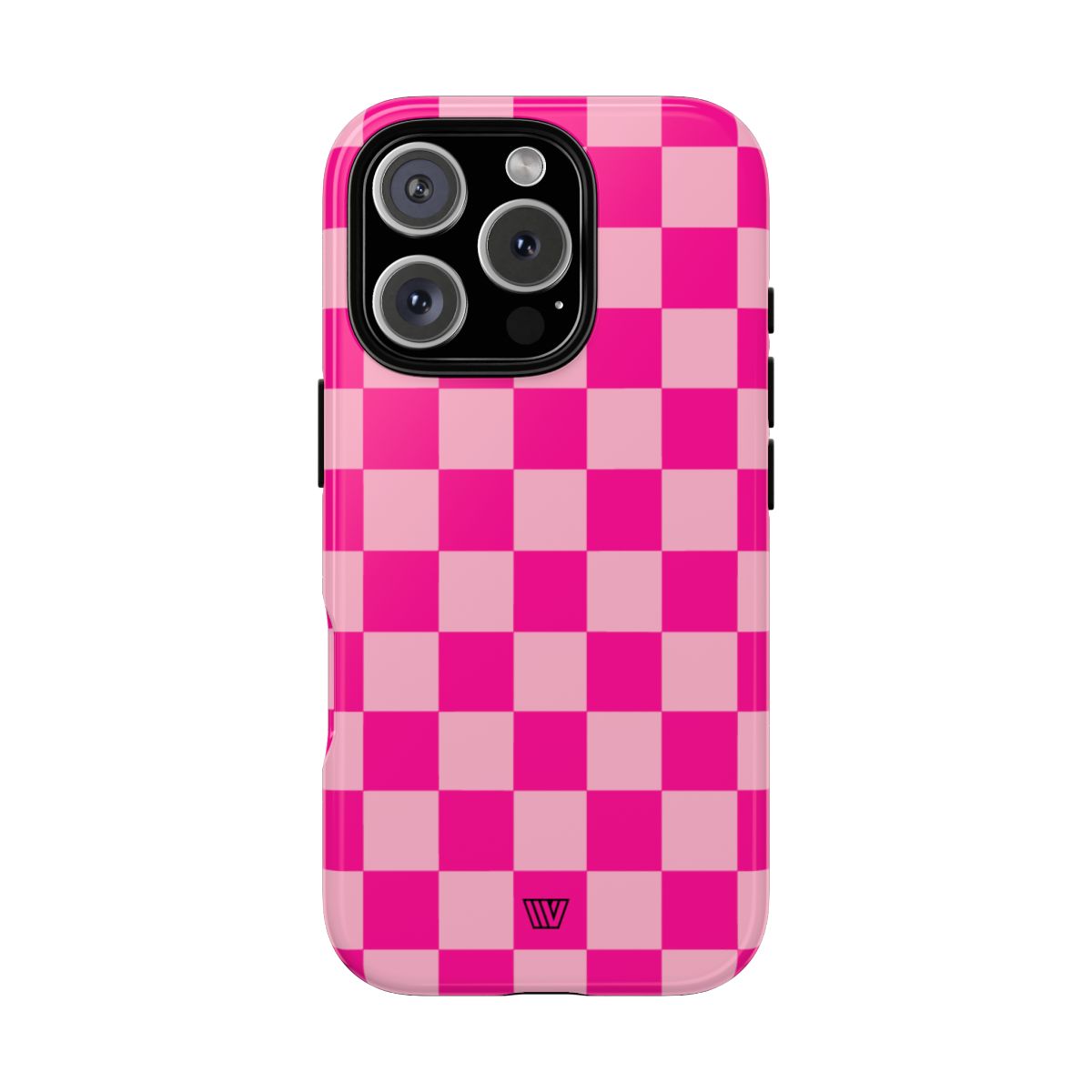 Hot Pink Checkerboard Tough Phone Case – iPhone 16 Pro, Glossy