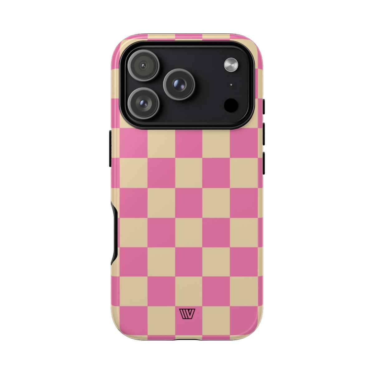 Pink Tan Checkerboard Tough Phone Case – iPhone 18 Pro, Glossy