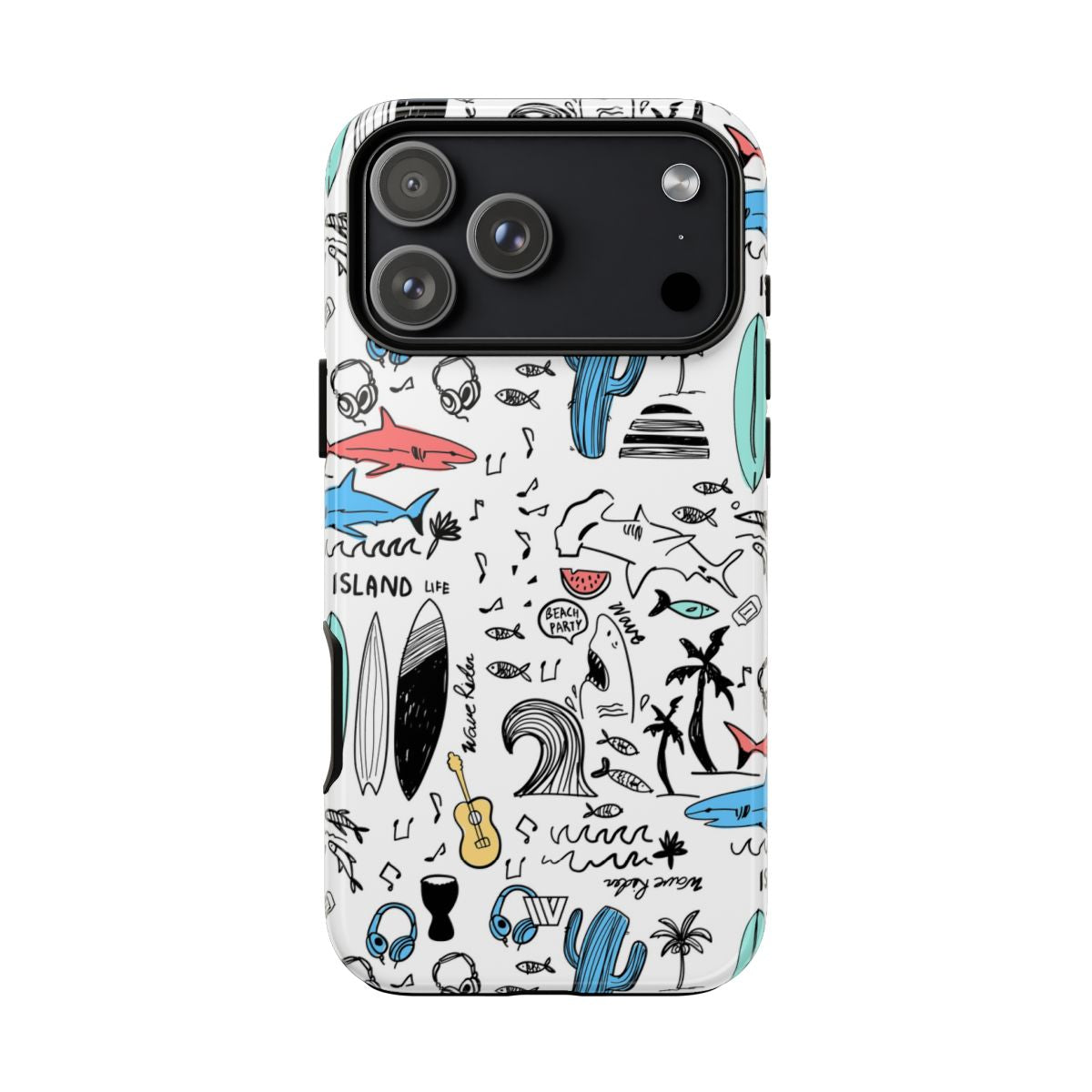 Doodle Beach Party Tough Phone Case – iPhone 17 Pro Max, Glossy