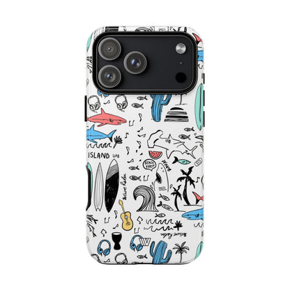 Doodle Beach Party Tough Phone Case – iPhone 17 Pro Max, Glossy