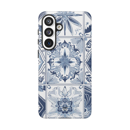 Blue White Tile Tough Phone Case – Samsung Galaxy S26 Plus, Matte