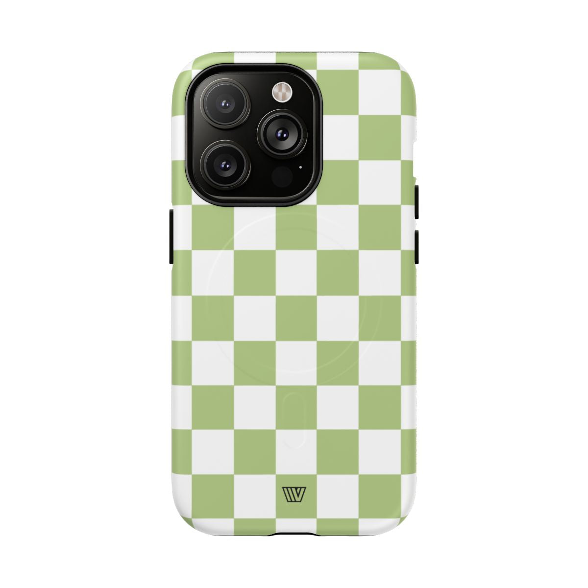 PALE OLIVE WHITE CHECKERBOARD | MagSafe Tough iPhone Case