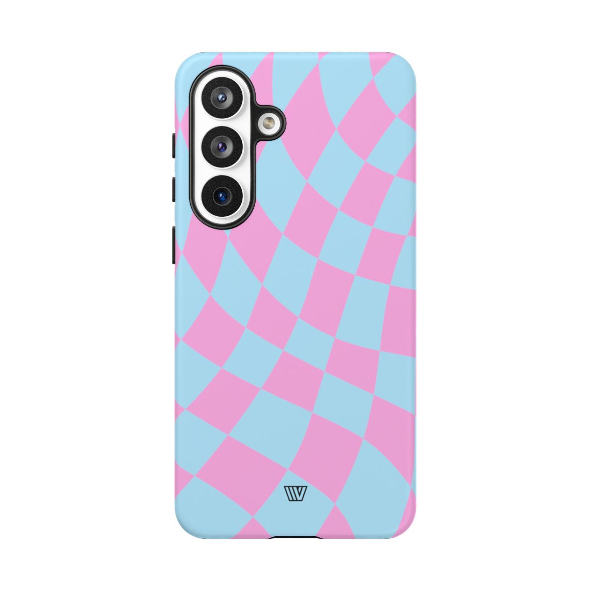 Blue Pink Curvy Checkerboard Tough Phone Case – Samsung Galaxy S26 Plus, Matte