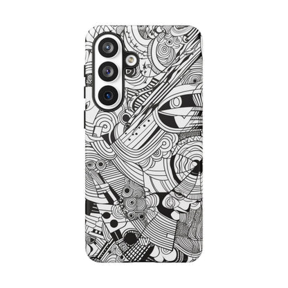 B&W Abstract Doodle Tough Phone Case – Samsung Galaxy S26 Plus, Matte