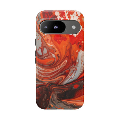 White Fire Paint Swirl Tough Phone Case – Google Pixel 9, Matte