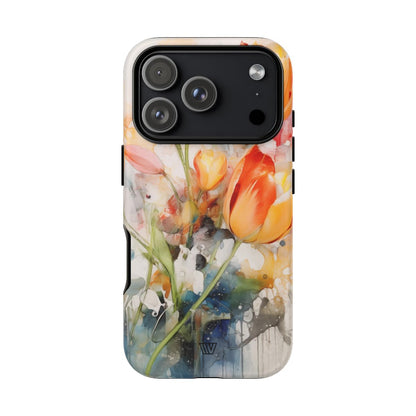 Watercolor Tulips Tough Phone Case – iPhone 18 Pro, Matte