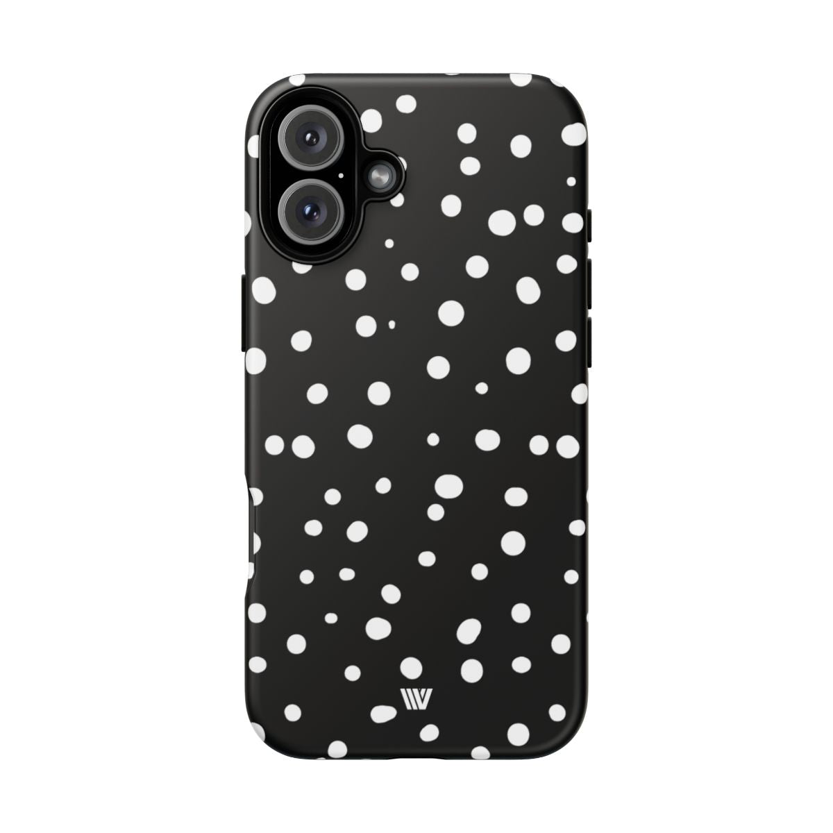 Black and White Dots Tough Phone Case – iPhone 16 Plus, Matte