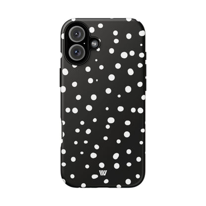 Black and White Dots Tough Phone Case – iPhone 16 Plus, Matte