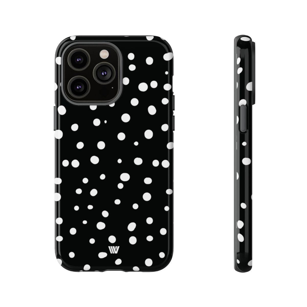 Black and White Dots Tough Phone Case – iPhone 14 Pro Max, Glossy