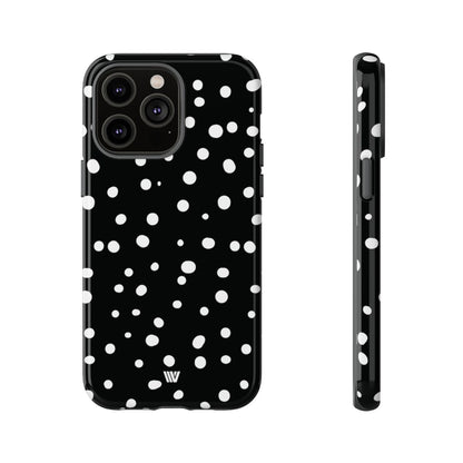 Black and White Dots Tough Phone Case – iPhone 14 Pro Max, Glossy