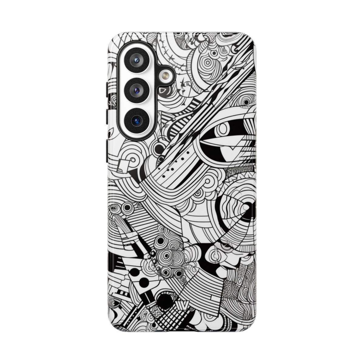 B&W Abstract Doodle Tough Phone Case – Samsung Galaxy S26 Plus, Glossy