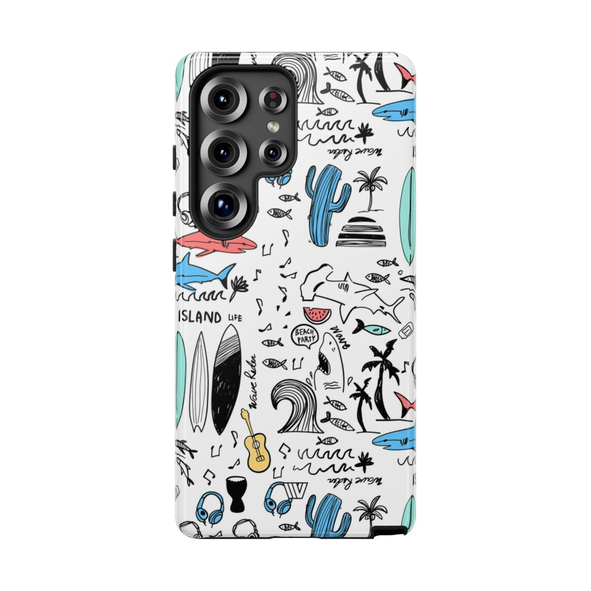 Doodle Beach Party Tough Phone Case – Samsung Galaxy S25 Ultra, Glossy