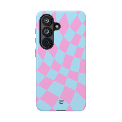 Blue Pink Curvy Checkerboard Tough Phone Case – Samsung Galaxy S26, Matte